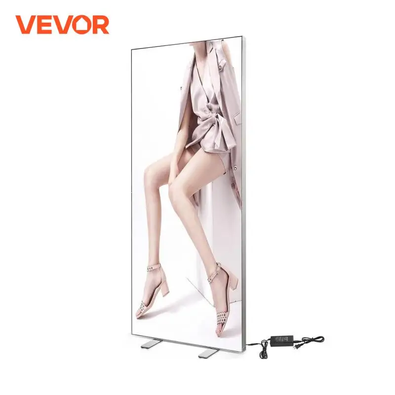 VEVOR بوستر ضوئي ليد إطار 34 "x 80" كبير الرصيف تسجيل الخلفية صندوق إضاءة مع إطار من الألومنيوم ومستقر قاعدة ملصق الإعلان
