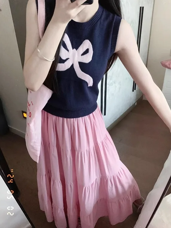 Süße Knoten Gestrickte Weste frauen Sommer Neue Faion Jugend Abnehmen Eis Seide Svel Top Oberbekleidung Casual Sle