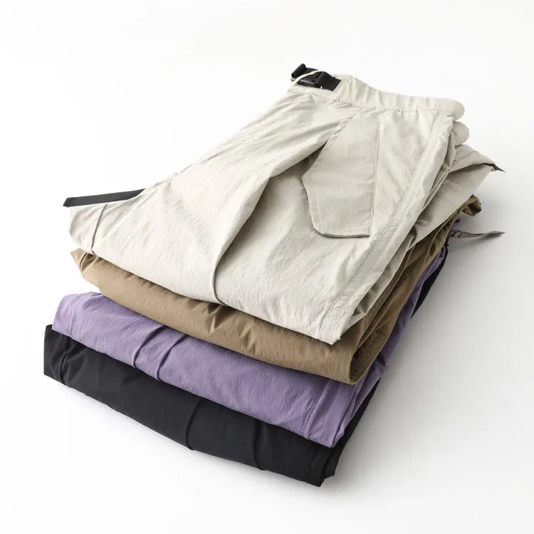 New Spring Autumn Men's Work Trousers High Waist Zipper Design Casual Loose Straight Leg Pants Couple Sle Nylon Fabric