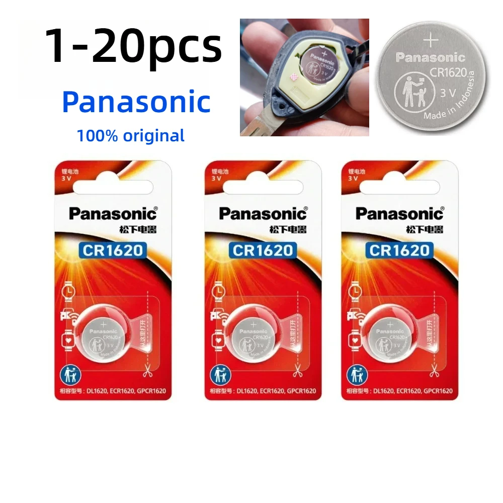 Panasonic CR1620 3V Lithium Coin Cell Button Battery Long-Lasting for Calculators Watches Toys Remotes Replacement DL1620