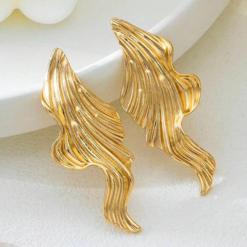 Long Tassel Texture UV Golden Drop Earrings for Women Simple Versatile Personality Exaggerated Smooth Creative Jewelry Girl Gift