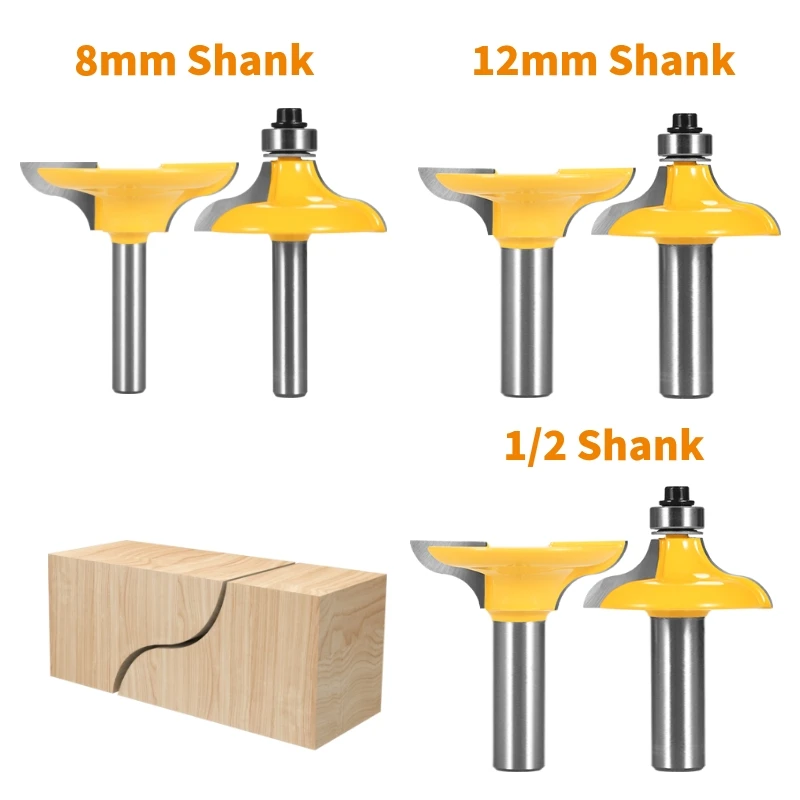 YUSUN 2PCS 8MM 12MM 12.7MM Shank Stile&Rail Set-Classical Bit Router Bit Woodworking Milling Cutter For Wood Bit Face Mill End