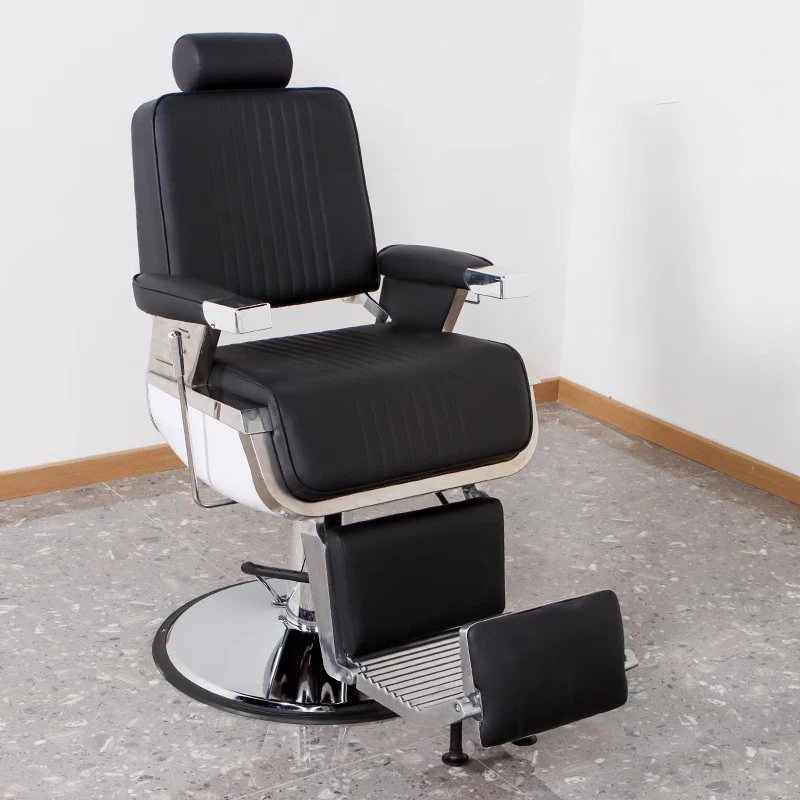 كرسي حلاق فاخر حديث ريترو قابل للطي كرسي صالون حلاقة مسند للقدمين صالون تجميل حصري أثاث صالون دي كوافير
