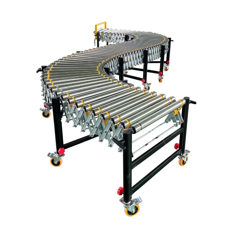 Power roller conveyor Electric telescopic roller line Express logistics sorting line Turning flexible conveyor belt