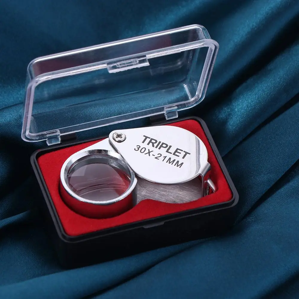 

Mini 10-30X Pocket Loupe Folding 10x20x 30x Jewelry Magnifying Glass High Definition Multifunctional Reading Magnifier Jewelers