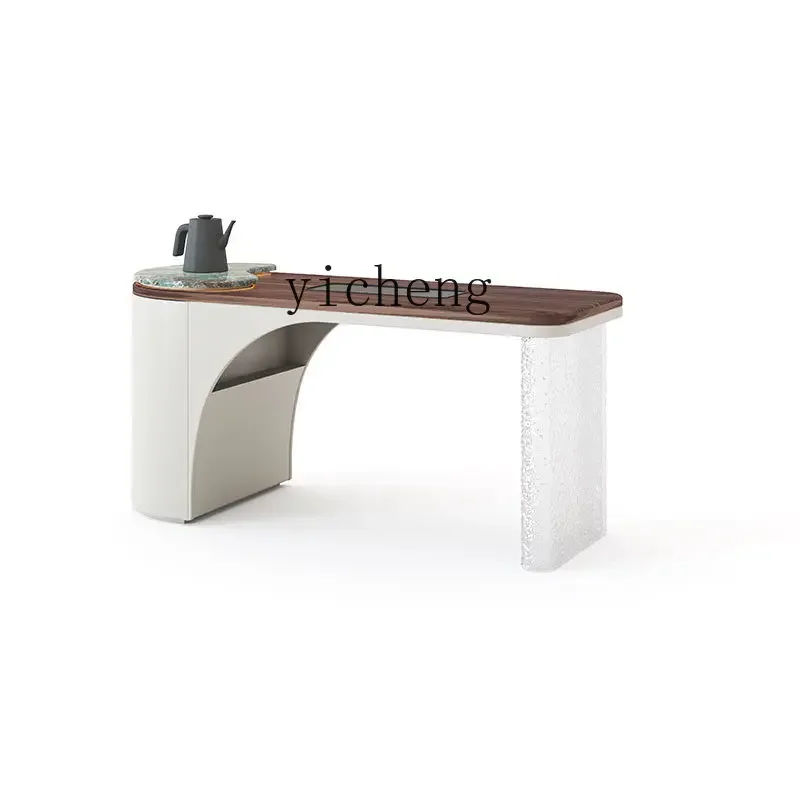 

zz black walnut balcony tea table and chair combination small tea table light luxury modern simple solid wood