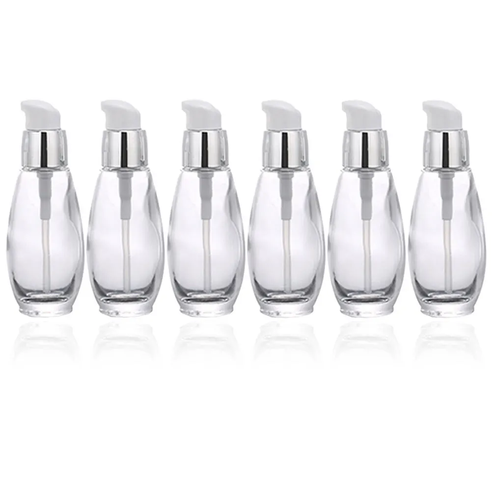 

6Pcs Glass Pump Bottles Refillable Liquid Foundation Containers Empty Travel Bottles Easy to Use Liquid Foundation Containers