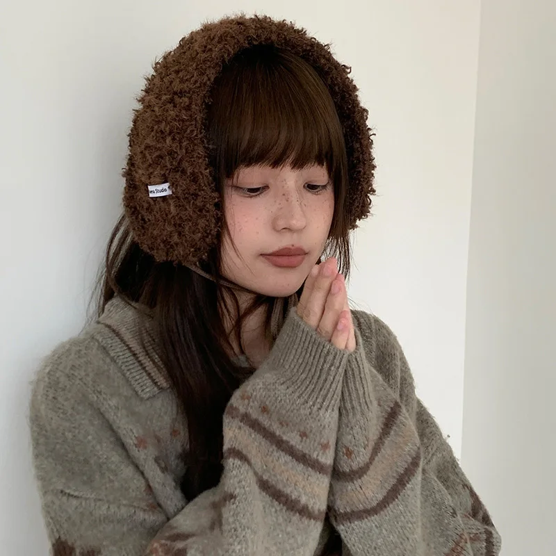 Paraorecchie invernali in pizzo peloso coreano Paraorecchie invernali spesse e calde per le orecchie invernali Nuovi accessori invernali per copriorecchie da donna creativi