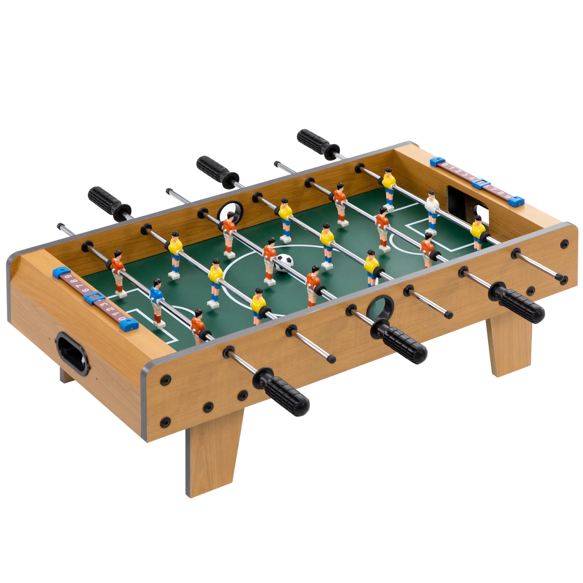 HOMCOM Table Table Table Table table table for children + 6 years old game wooden soccer table with 2 balls 6 handles 2 dots markers 18 players 69x36,5x22cm