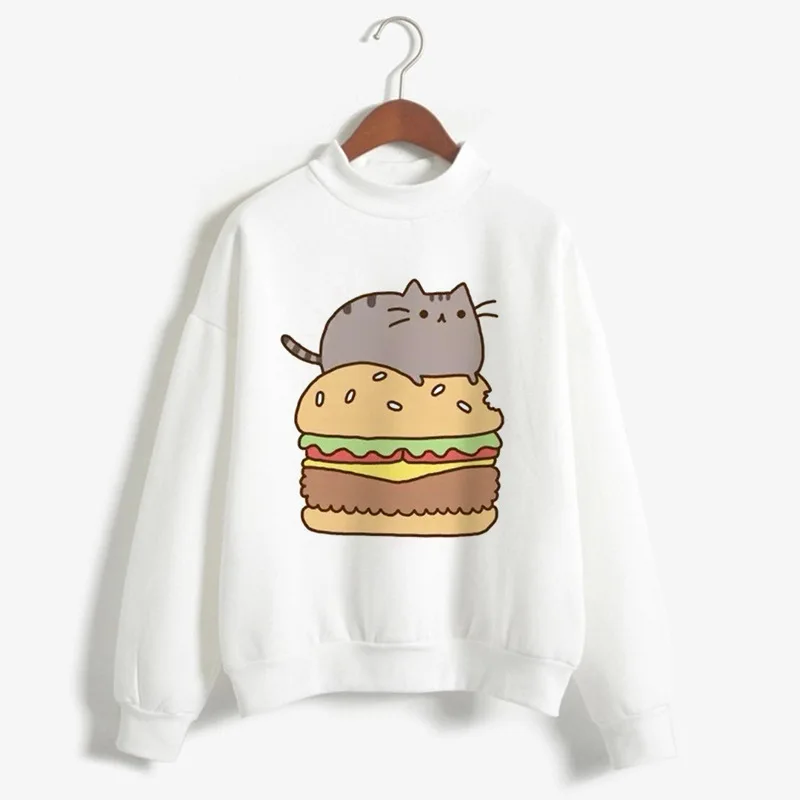 Hot Selling Fluffy Long-sleeved Crew-neck Printed Lazy Cat Hoodie Streetwear Women  Streetwear Women Sweatshirt  Clothes