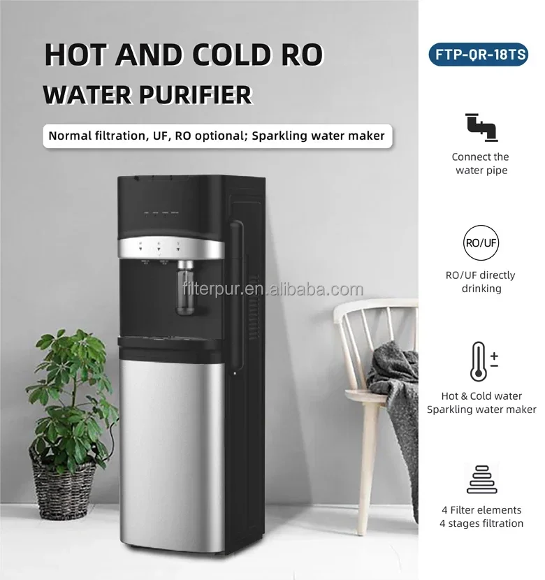 موزعات مياه ساخنة وباردة قائمة بذاتها مع ضاغط وصودا وصانع المياه الفوارة