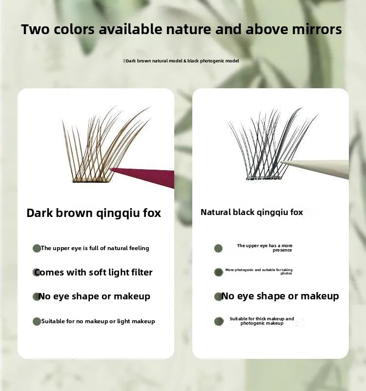 Klebefreie, natürlich aussehende Fox-Eye Wispy Lashes, flauschige, weiche, einzelne Wimpernbüschel, lange, verlängernde Cat-Eye-Kunstwimpern – Detail 8