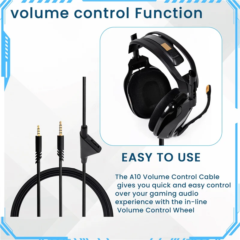 Kabel Pengganti ABVO untuk Headset Astro A10 A40/A40TR, Kabel Headset Gaming dengan Fungsi Kontrol Volume 2.0M