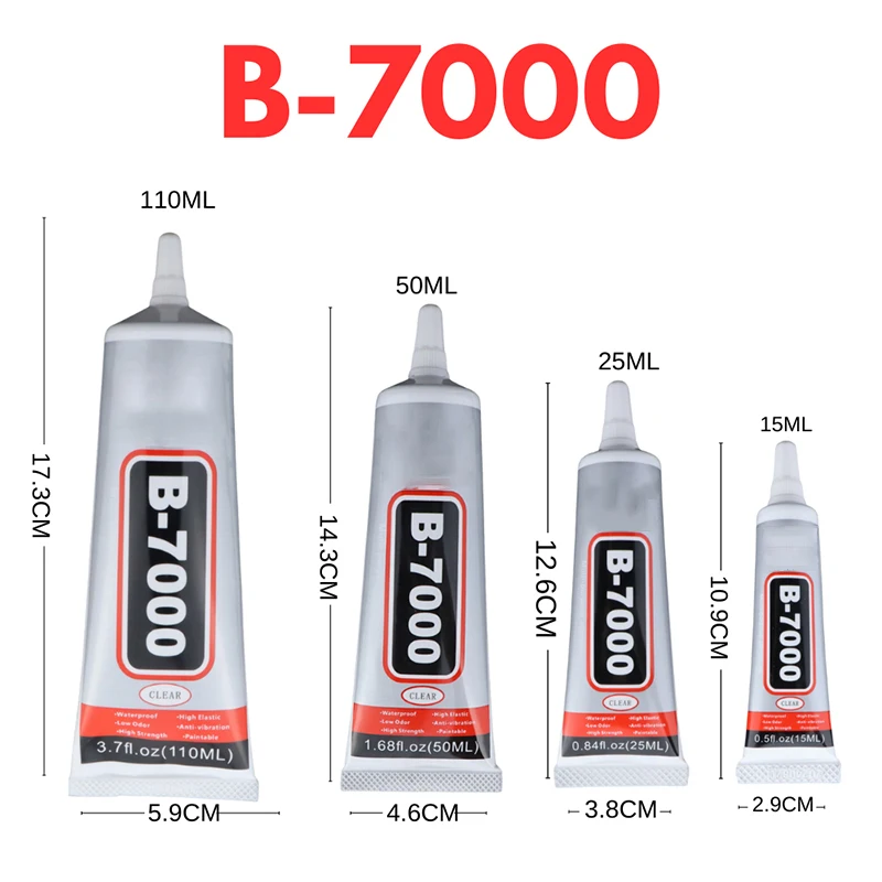 Pegamento Universal de B-7000 de 15ML, 50ML, 110ML, pegamento transparente para reparación de teléfonos, adhesivo para manualidades, joyería, unión de Metal, proyecto creativo