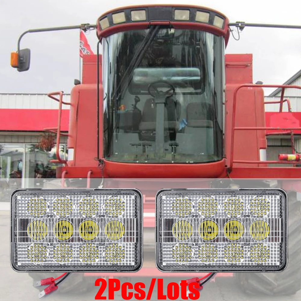 Fits Case IH Cotton Pickers 2555, CPX420, CPX610, CPX620+ Pair 60W 12V 24V 6x4 Headlight Spot/Flood Beam Pattern