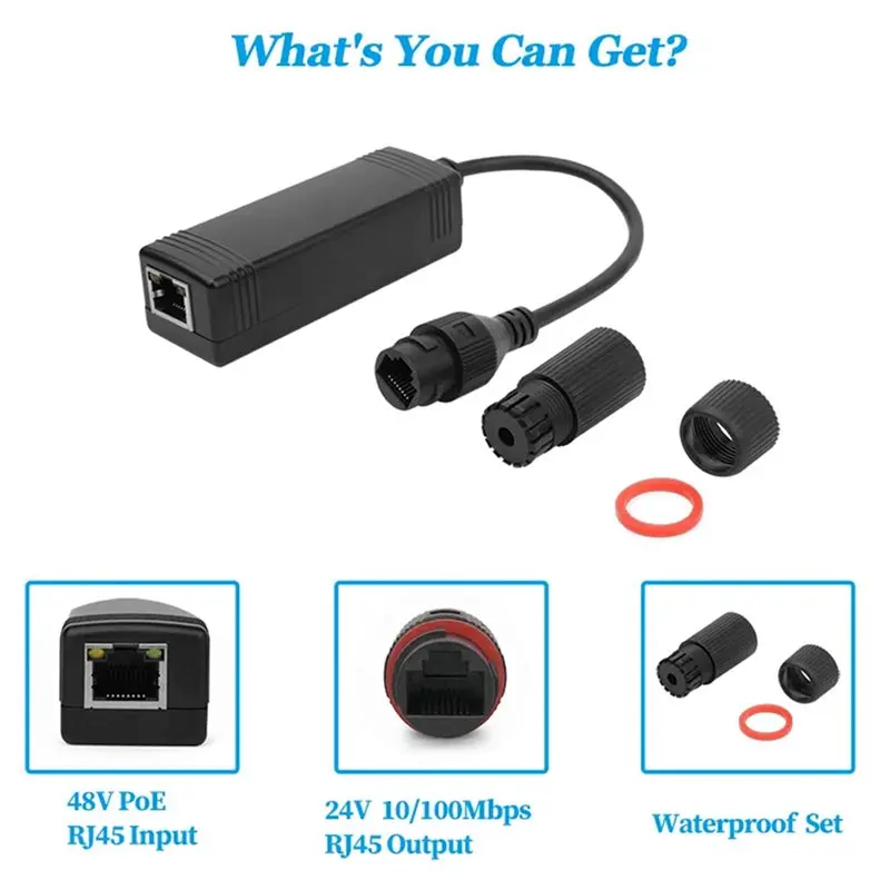 Leading-2X Waterproof Gigabit 48V To 24V Poe Converter, IEEE802.3 Af/At,100/1000Mbps Poe To 24V Adapter For Power Passive 24V