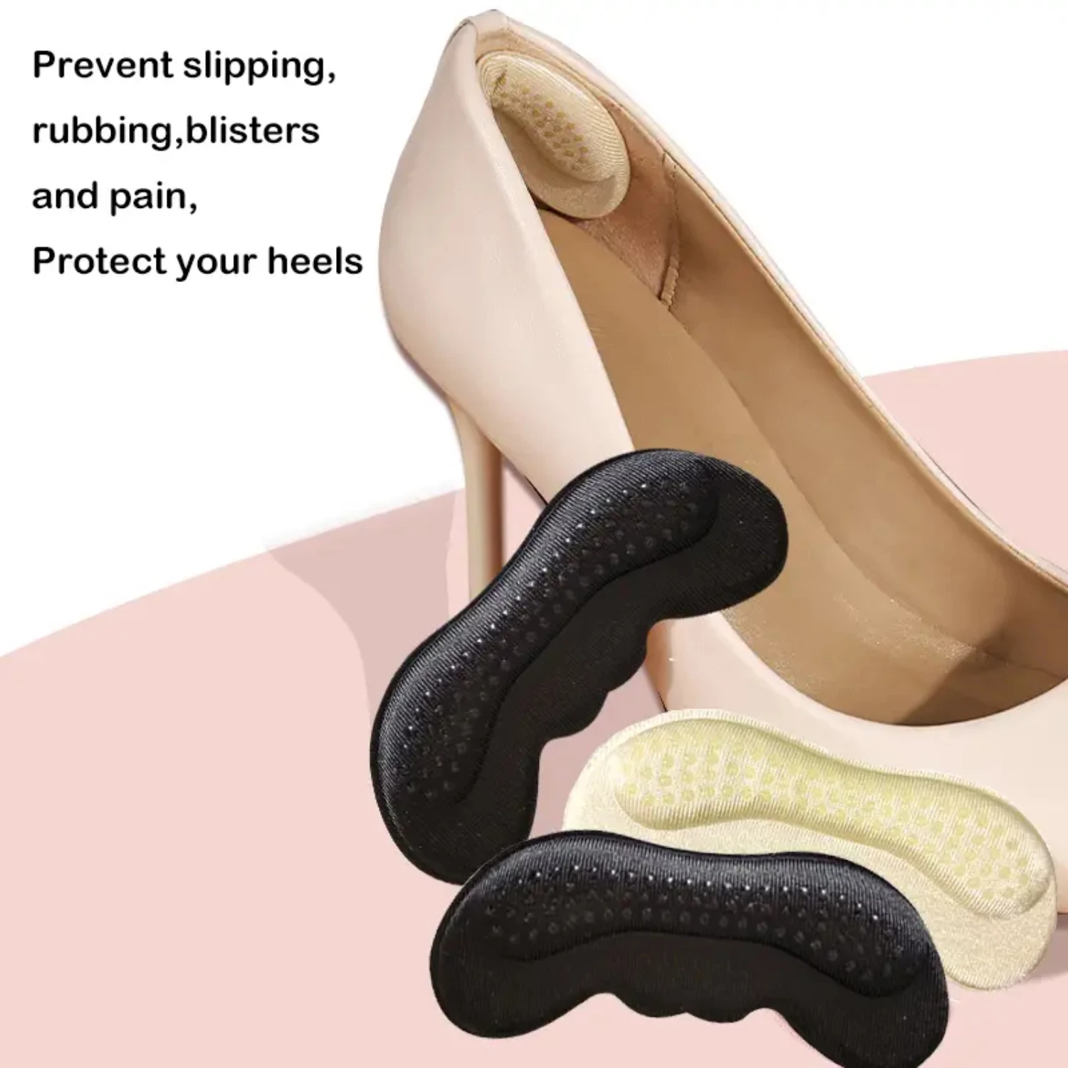 3 Pairs of Soft Heel Inserts for Women and Men, Prevent Slipping and Rubbing with Butterfly Shaped Self-adhesive Heel Cushion, C