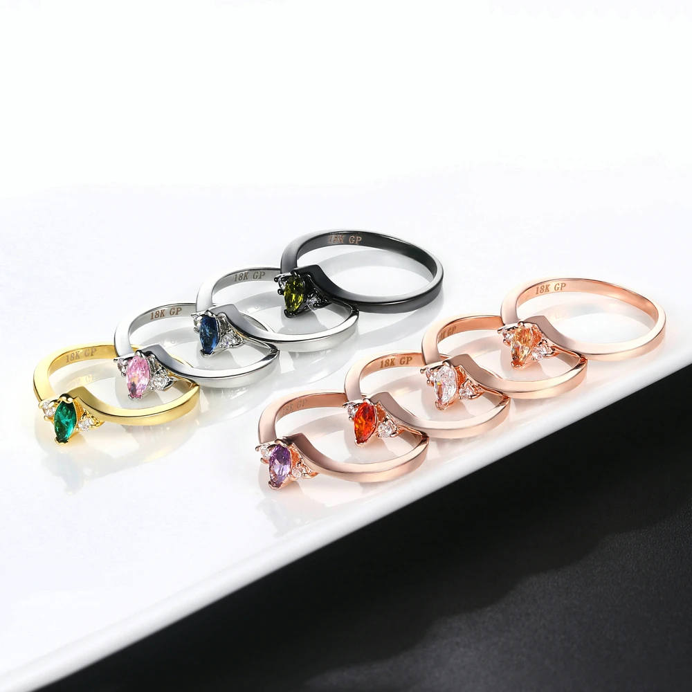 ZHOUYANG Rings For Women Multicolor Optional Simple Oval Cubic Zircinia Rose Gold Color Wedding Gift Fashion Jewelry R797 R804