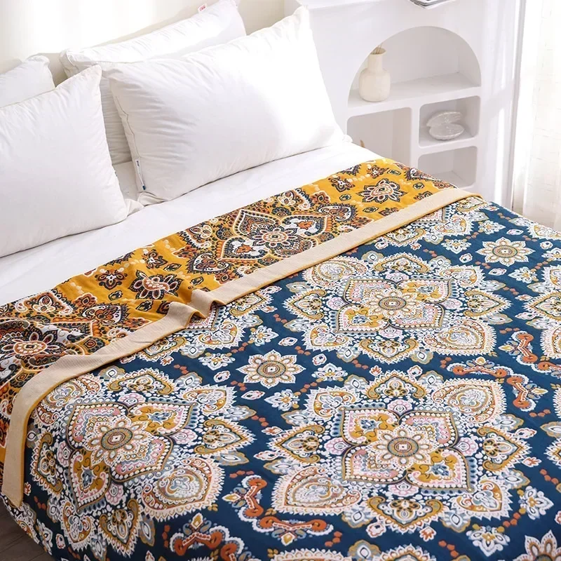 Geometry Summer Blanket, Boho Sofa Towel, Cotton Thin Quilt, Double Bedspread, Soft Blankets for Beds, Bedroom Decor Bed Sheet