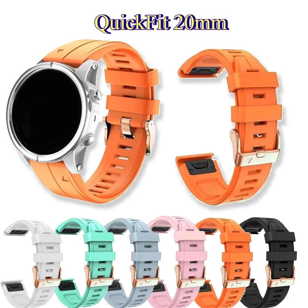 QuickFit 20mm Silikon-Uhrenarmband für Garmin Fenix 8-43mm/7S/6S/5S, Epix Pro 2 42mm, Descent Mk2S/Mk3 43mm Atmungsaktives Uhrenarmband