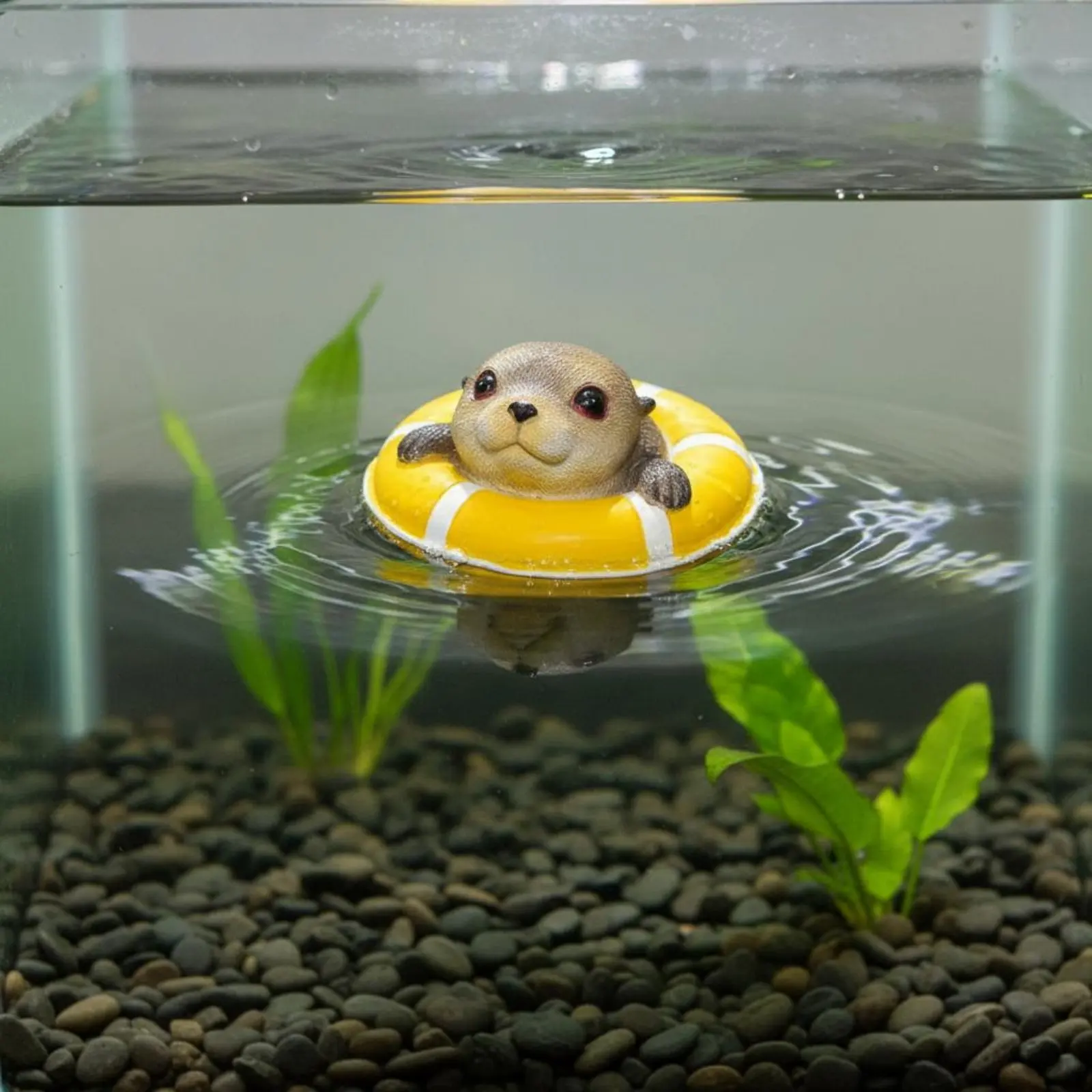 2 Pieces Floating Otter Sculpture with Life Preserver Easy to Clean Flotation Life Preserver Creature Statue Pond Ornament view 6