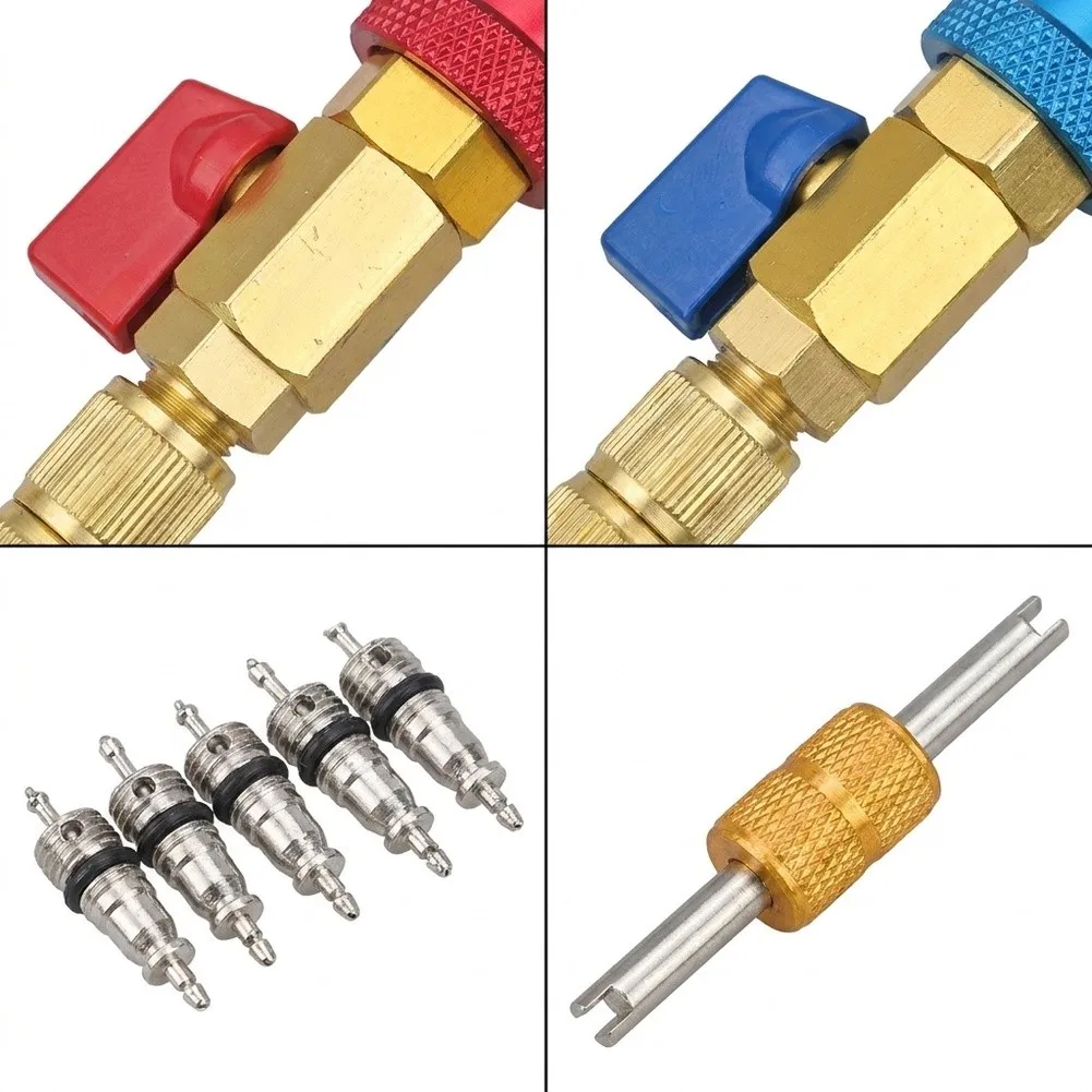 Brass Valve Core Removal Kit for Automotive A C Systems Supports Quick Replacement Without Evacuation 16.5 12.3 3cm