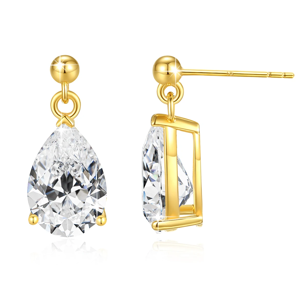 Szjinao-pendientes colgantes de oro de 14k 100% auténtico, 7x10mm, 2ct, piedra moissanita de pera, gota de agua, joyería de boda de oro de 18k con certificados