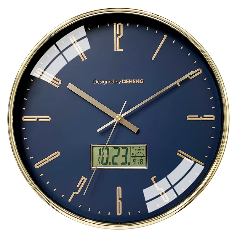 

LED Gold Large Wall Clock Modern Digital Silent Watches Creative Luxury Calendar Clocks Wall Home Decor Living Room Decoration