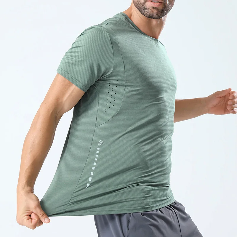 

Quick-drying T-shirt Men's Quick-drying Clothes Men's Running Half-Sleeve Top Ice Silk Elastic T-shirt Sports Short Sleeve Men's