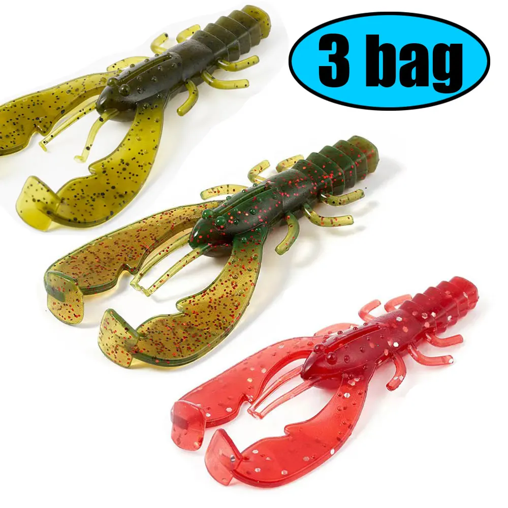 SUNMILE 6 Stück Angelköder Krebse Garnelen 7,5 cm/3,5 g Weiche Köder Kreatur Köder Iscas Künstlicher Köder Bass Barsch Angelköder