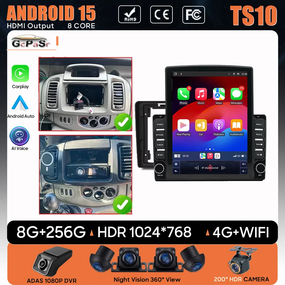 Android Auto Car Radio For Renault Trafic 2 For Opel Vivaro A For Nissan primastar 2006 - 2014 Navigation GPS Carplay 4G No 2din