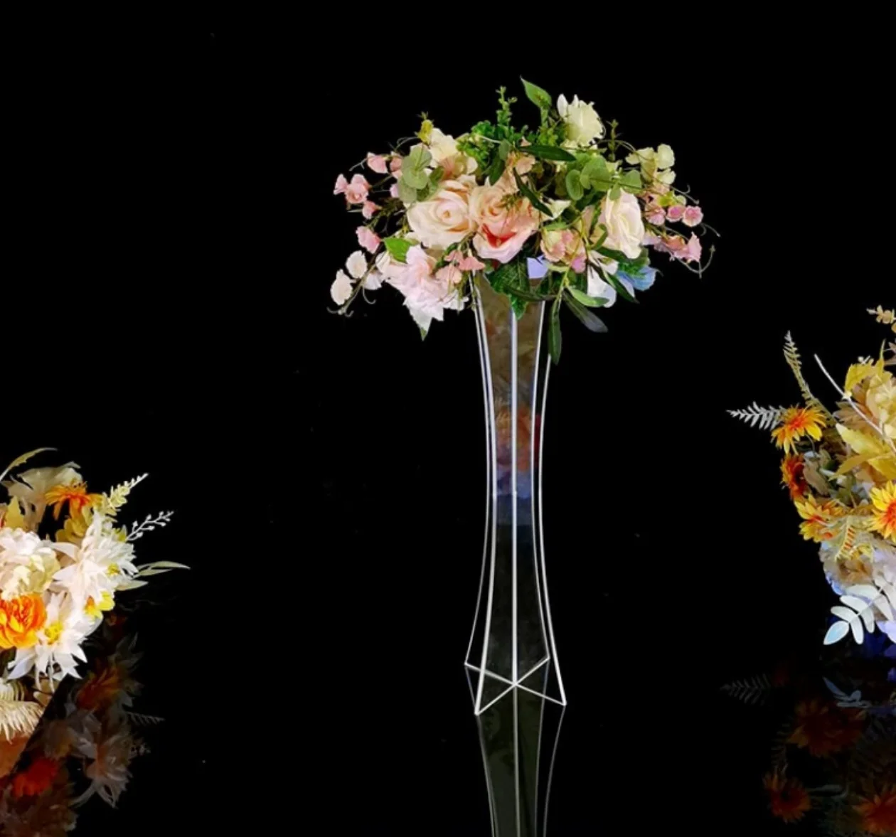 Acrylic Vases for Wedding Centerpiece, Luxury Table Vase, Road Lead Flower Rack for Party, Home and Hotel Decoration, 10PCs