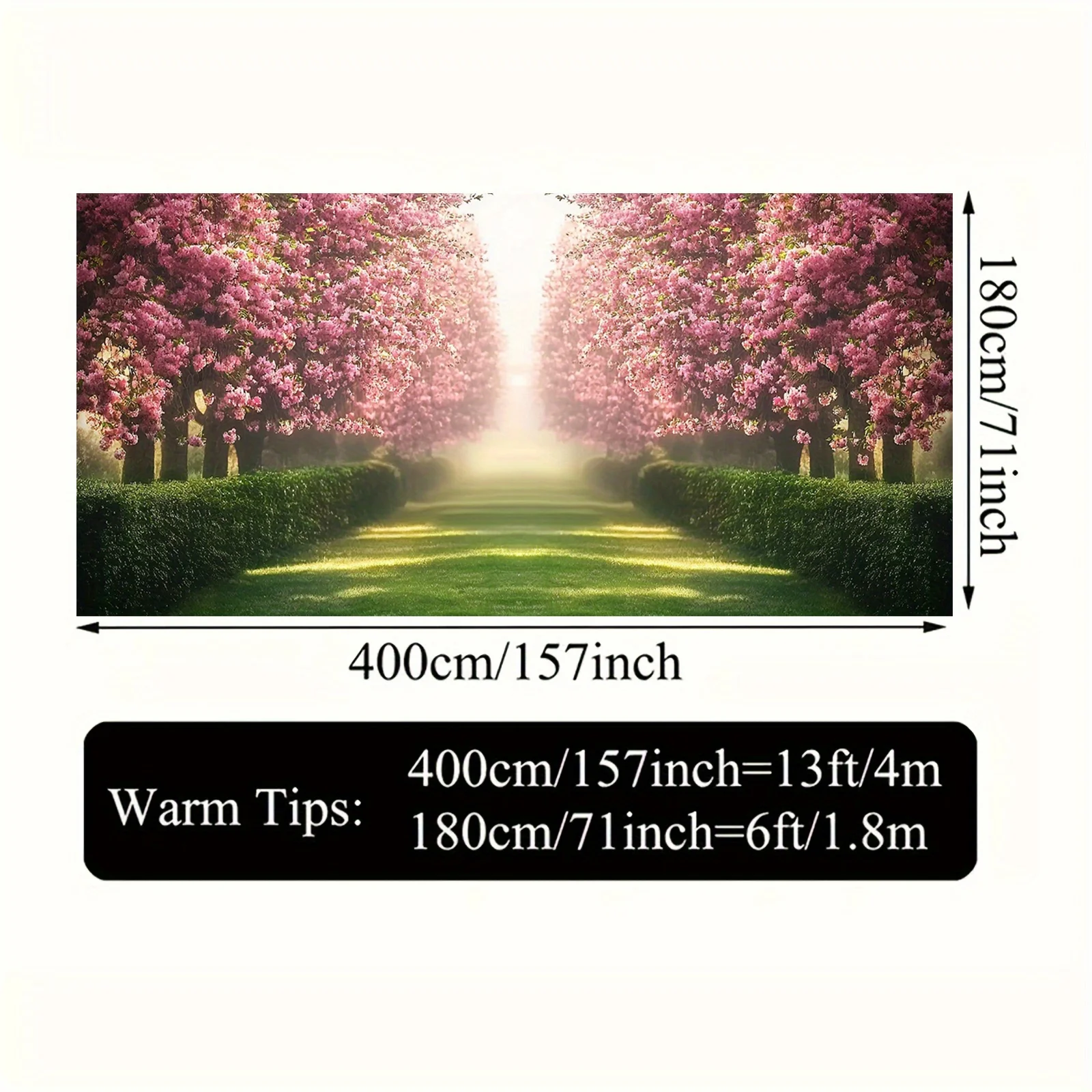 لافتة باب ثنائية الأبعاد، لافتة باب جراج كبيرة على شكل زهر الكرز - أشجار وردية وزخرفة مسار بيضاء #4