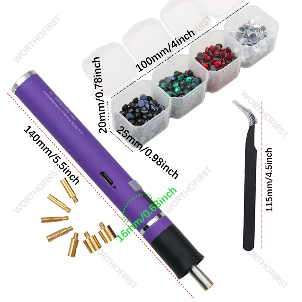 Charging Style Hot-Fix Rhinestones Kit Crystal Hotfix Rhinestone Applicator Iron-on Strass Rhinestone Heat-fix Pen As A Gift