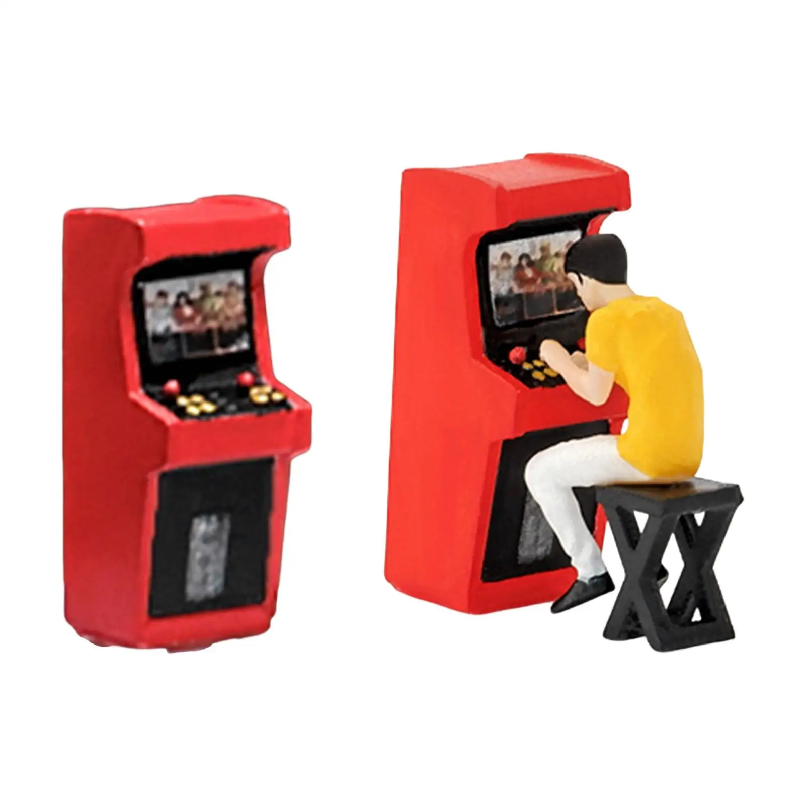 1/64 Scale Miniature Figure Arcade Game Model Figure for Playhouses, Studio