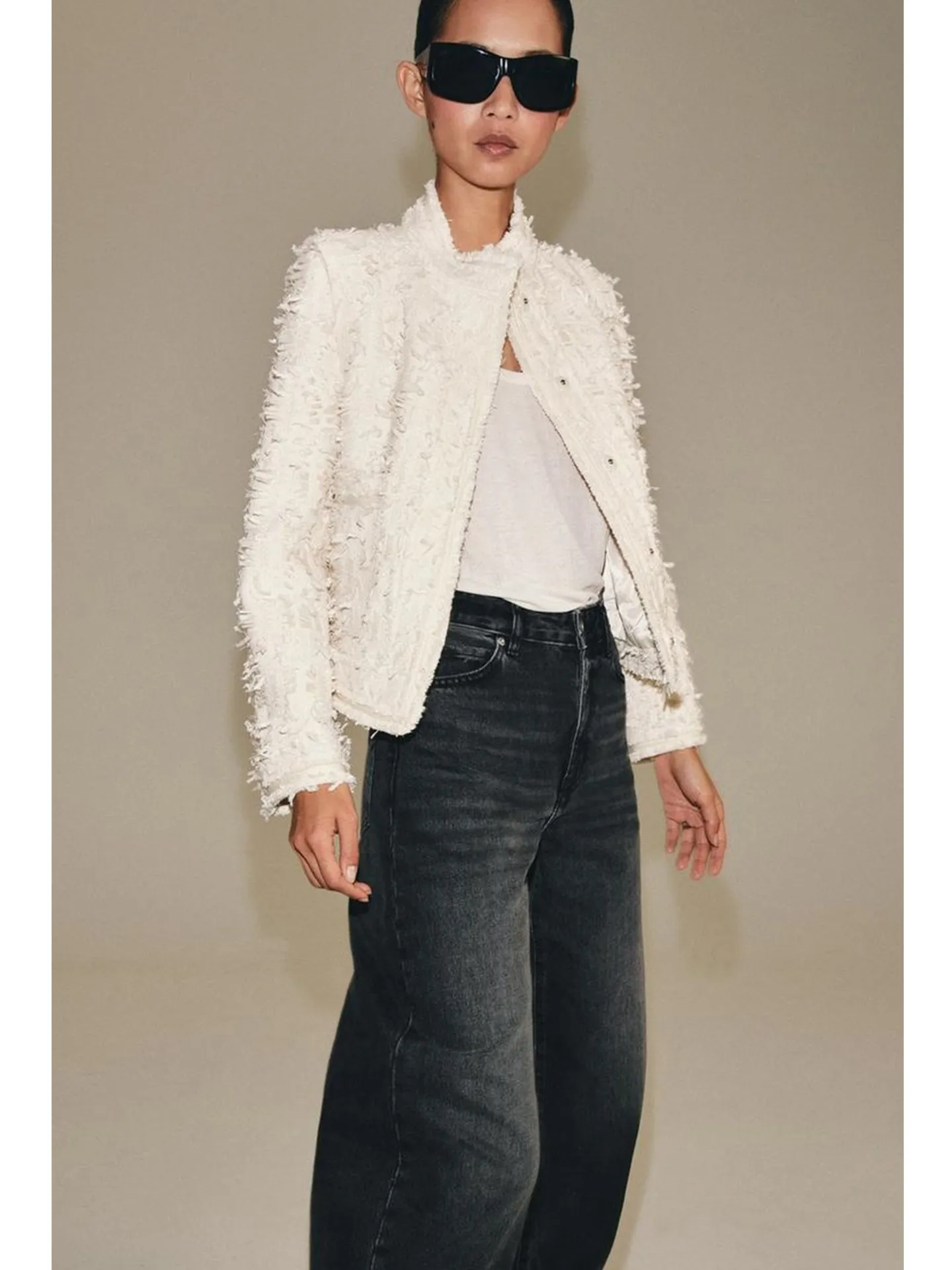 Fall New Arrival Women's High Collar Long Sleeve Patch Pocket Decorated Button Short Coat Minimalist Style Polyester Fiber