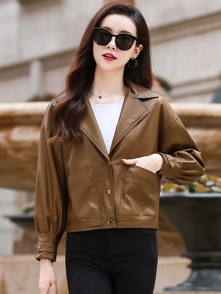 2023 Spring and Autumn New Genuine Leather Clothing Women's Short Loose Haining Sheepskin Jacket Korean Fashion Small Coat Trend