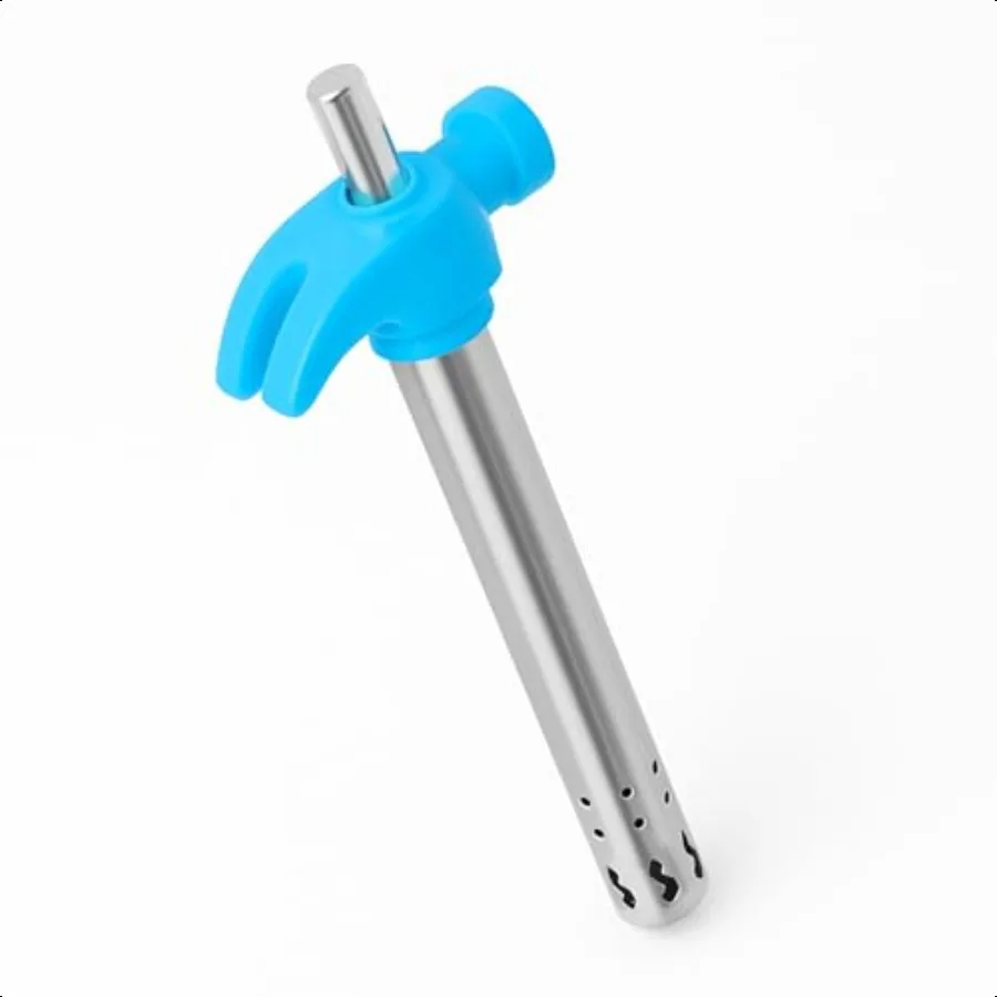 Encendedor de gas regular con diseño de cabeza de martillo de acero inoxidable resistente al agua de fácil agarre para estufas de gas, restaurantes y uso en cocina, color azul