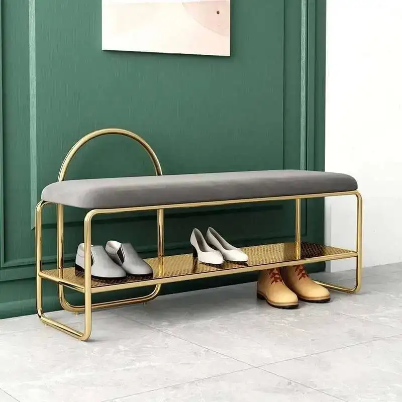 Chair Nordic Entrance Shoes Storage Bench Shoe Changing Stool Hallway Organizer Design Modern Metal Shoerack With Home Furniture
