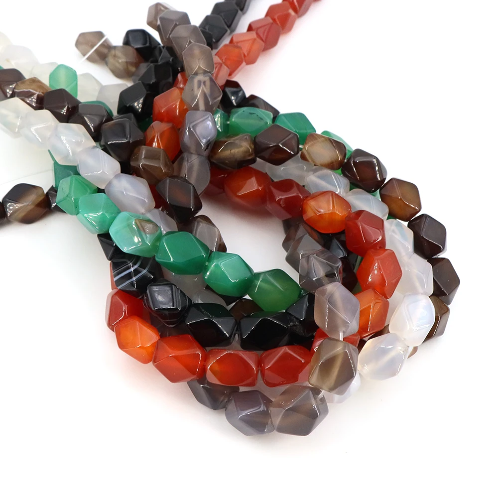 

10x14mm Irregular Natural Stone Faceted Striped Agate Stone Bead for Jewelry Making Bracelet Necklace Accessories Home Decoratio