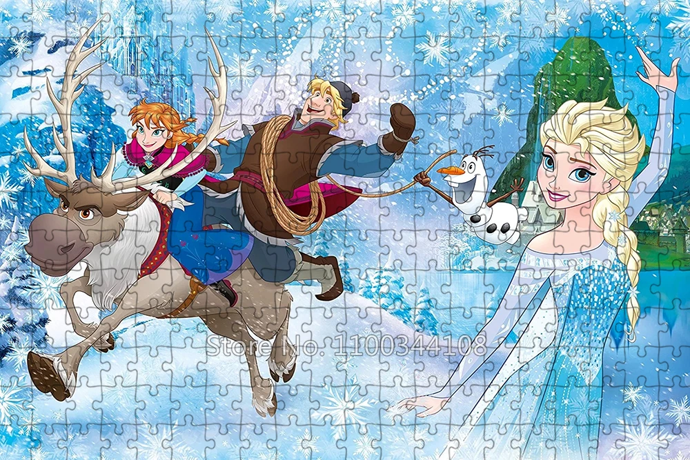 Disney Frozen 300/500/1000 ชิ้นปริศนาการ์ตูนเจ้าหญิง Elsa Anna จิ๊กซอว์ปริศนาสาว Handmade งานอดิเรกของเล่นเพื่อการศึกษาเด็ก