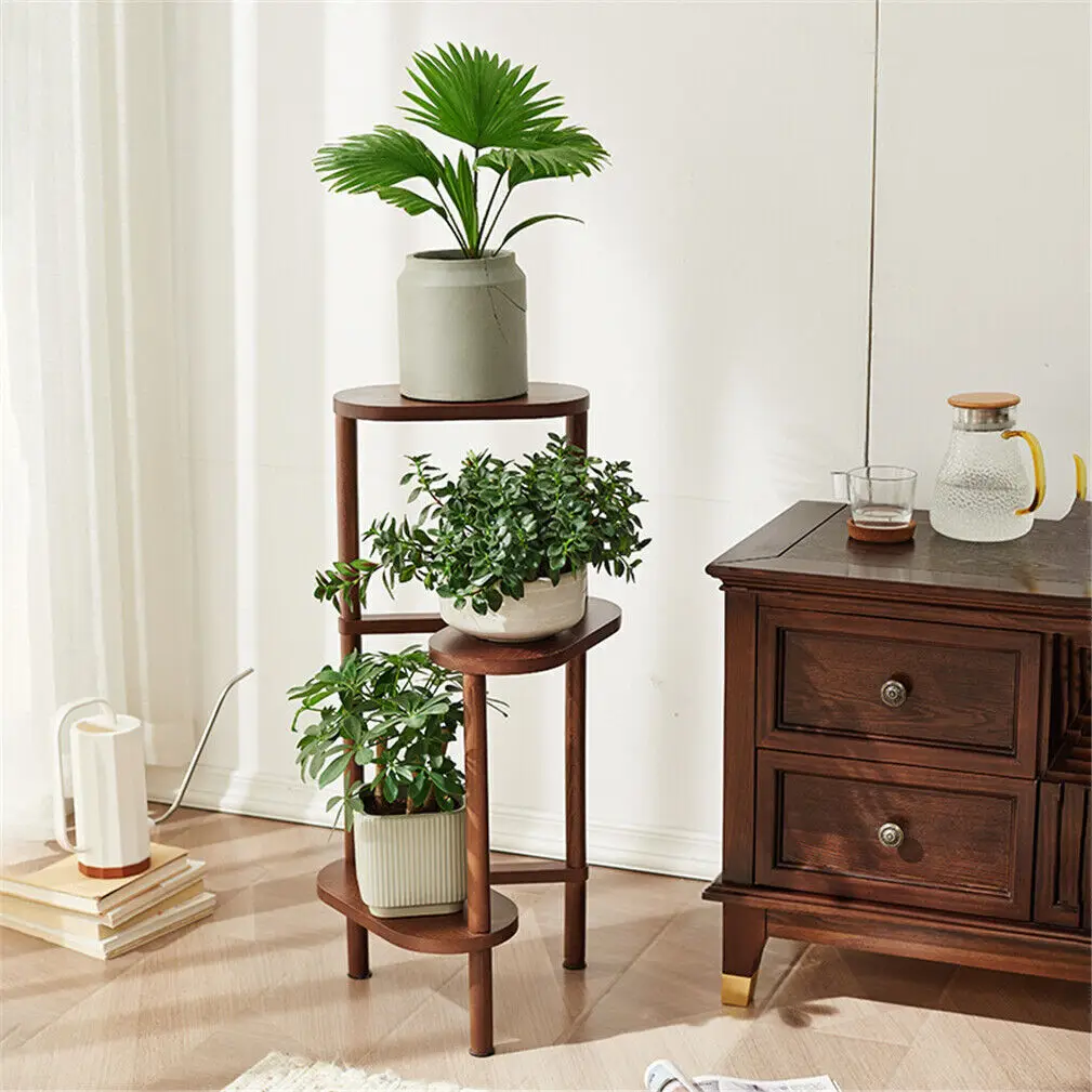 3 Tier Bamboo Tall Corner Plant Rack Planter Stand Flower Pot Holder Storage Rack for Balcony Garden Patio