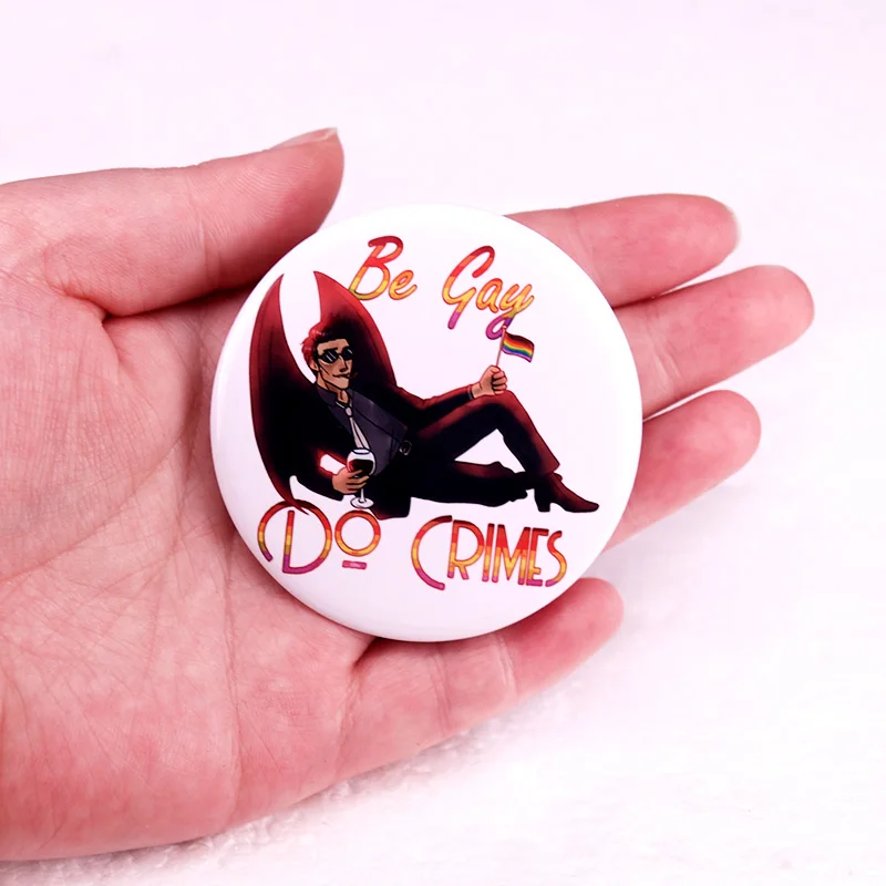 Good Omens Demon Pinback Button Pin Brooches Tinplate Badge 58MM