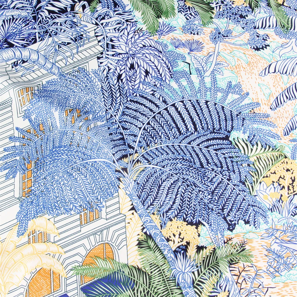 POBING Seidenschal für Damen, große Schals, Secret Garden Print Stolen, quadratisches Bandana, Luxus-Kopftuch, Hijab-Schal, weibliche Foulards, 130 cm – Detail 7