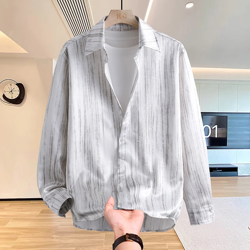 Fashion Shirt Men's Streetwear Blouse Mens Clothing Spring Autumn Winter Streetdress Popular Casual Elegant Hombre Male Shirt