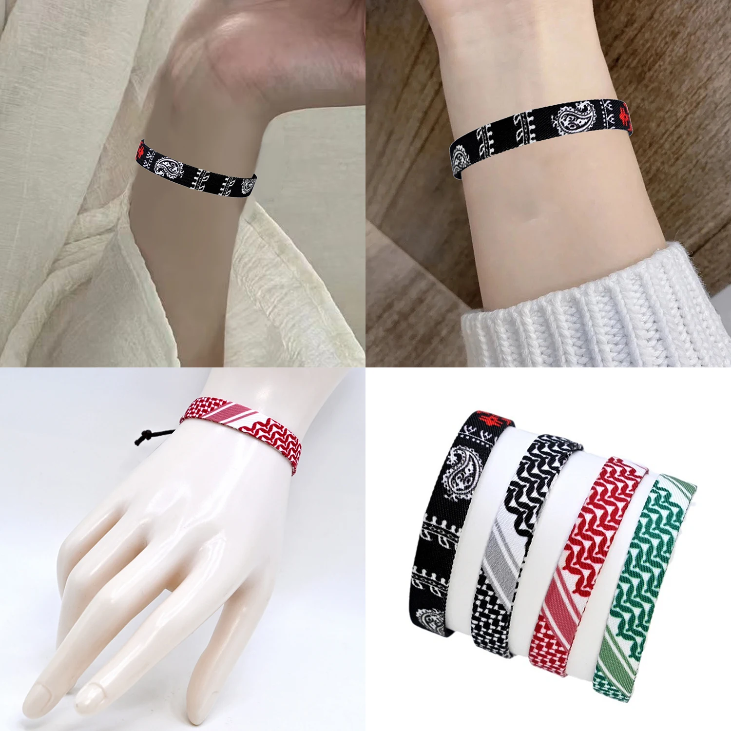 New Design Weave Bracelets Geometric Wave Point Traditional Patterns Webbing Hand Rope Color Matching Multicolor Braid Bracelets