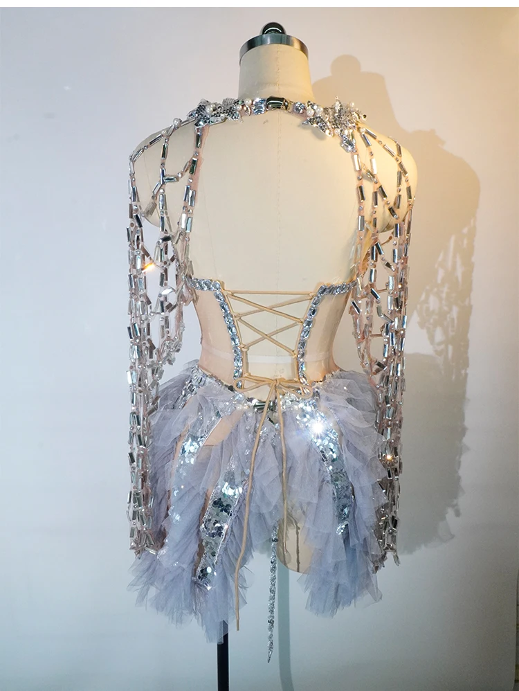 new 2025 sparkle Evening dress for women crystal sequin club party birthday wedding stage performance festival singer clothing