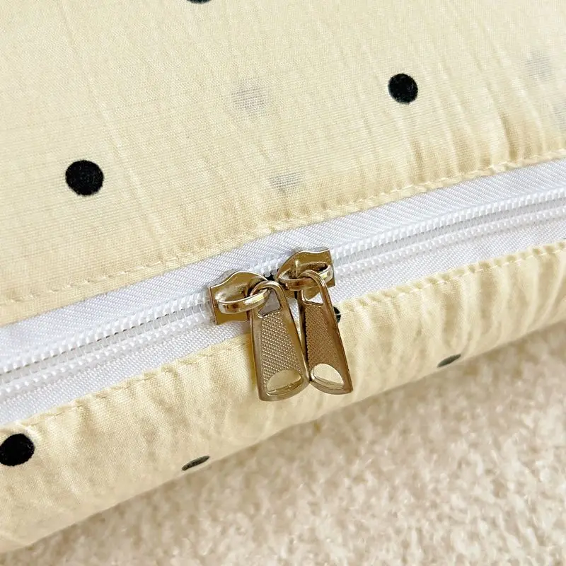 Cream Polka Dot Convertible Pillow Blanket, Soft Quilted Throw with Zipper, Dual-use Cushion for Home Sofa Bed, Lightweight