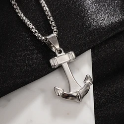 Retro Classic Simple Stainless Steel Anchor Pendant Necklace Various Styles Fashion Punk Jewelry Gifts