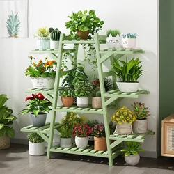 Large Foldable Corner Plant Shelf Multiple Plants Wooden Corner Plant Pots Holder Rack Flower Stand Tall Shelf Planter Organize